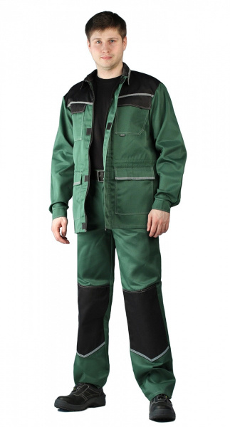 Костюм "Передовик" брюки, т.зеленый/черный (тк.Смесовая,210)